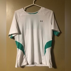 Under Armour Classic White & Green Stretch Tee Women’s Size XL